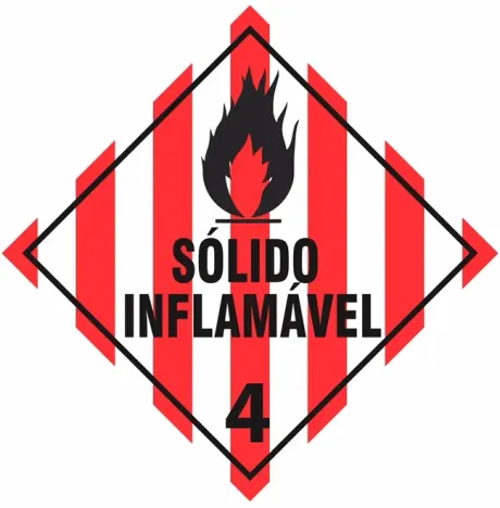 Placa de Risco Simbologia Para o Transporte e Armazenamento de Materiais Plastcor Sólido Inflamável Classe 4 30 x 30cm