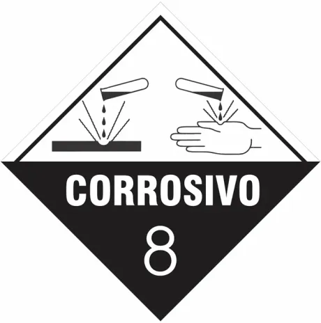 Placa de Risco Simbologia Para o Transporte e Armazenamento de Materiais Plastcor Corrosivo Classe 8 30 x 30cm