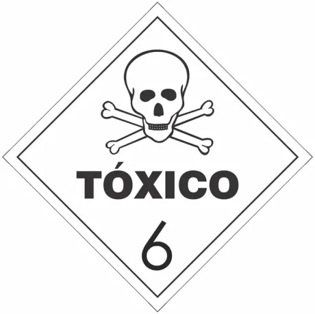 Placa de Risco Simbologia Para o Transporte e Armazenamento de Materiais Plastcor Tóxico Classe 6 30 x 30cm