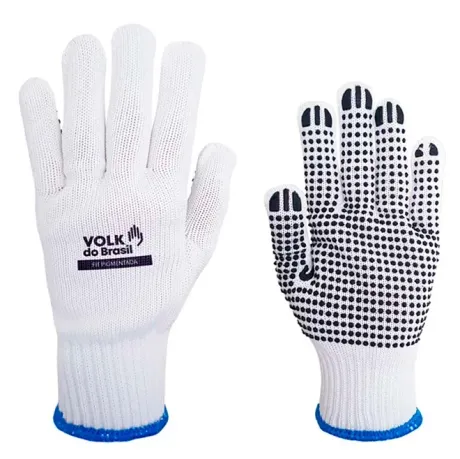 Luva de Proteção Volk Fit Pigmentada Em Fio de Poliéster Branca Ótimo Tato e Resistência CA 41475