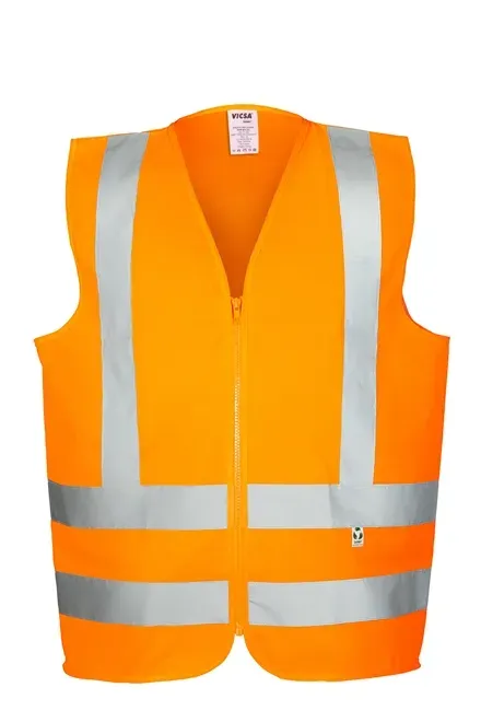 Colete Refletivo Laranja Danny Eco Vest sem Bolso Fluorescente 100% Poliéster Reciclado Sustentável VIC72160