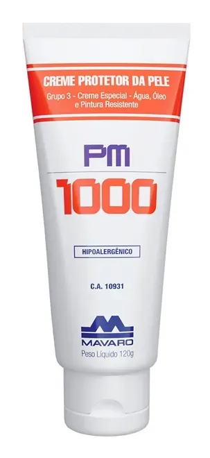 Creme Protetor Mavaro PM1000 Luva Química 3 em 1 Água, Óleo e Pintura Grupo 3 120g CA 10931
