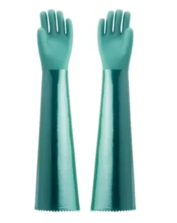 Luva Pvc Forrada Cano Longo e Palma Lisa 70cm Para Proteção Química Ca 34568