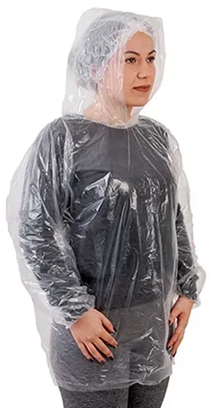 Bata de Polietileno Impermeável Prevemax Transparente com Elástico e Capuz Pacote com 20 Unidades CA 30354