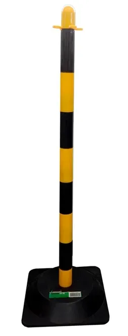 Pedestal de Sinalização 95 CM Carbografite CG95 Preto e Amarelo Com Base de Borracha 1,8 KG e 4 Ganchos