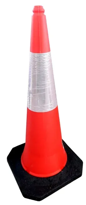 Cone de Sinalização Refletivo Rígido 1 Metro Carbografite CG10050 Laranja e Branco Base de Borracha