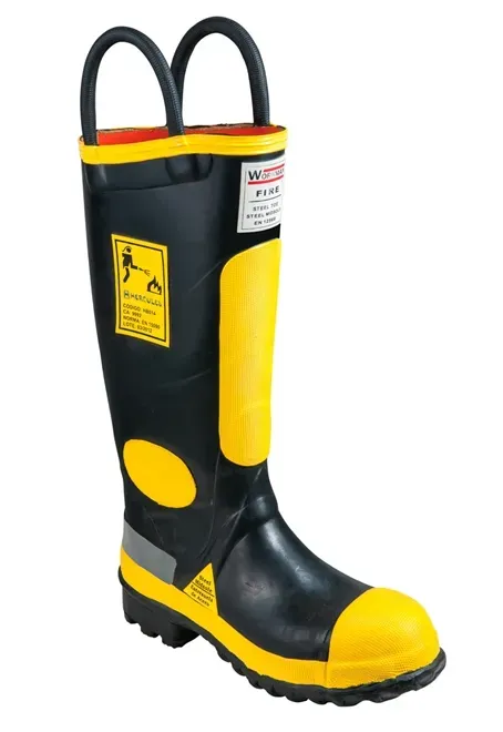 Bota de Bombeiro em Borracha Vulcanizada Hércules HB014C Dielétrica Para Uso em Combate a Incêndios Solado Antiperfurante e Bico de Aço CA 9992