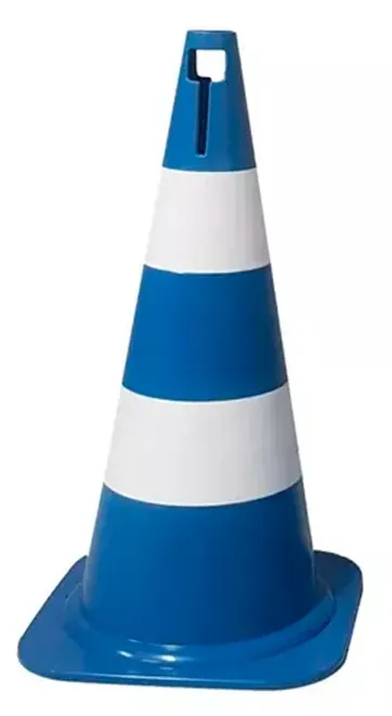 Cone de Sinalização em Polipropileno Rígido Azul e Branco 75 CM