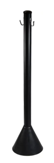 Pedestal de Sinalização 90 CM Preto Linha Premium Com Base de Concreto e Gancho Metálico