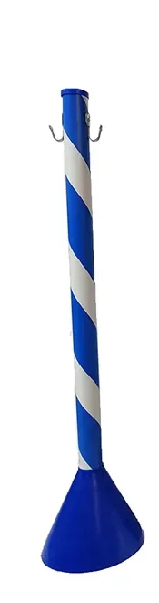 Pedestal de Sinalização 90 CM  Azul e Branco De Alto Padrão Com Base em Concreto e Gancho Metálico
