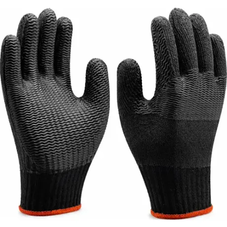 Luva de Segurança Rubber Black Super Safety com Revestimento em Látex Vulcanizado Tipo Corrugado na Palma Resistente à Corte CA 49510