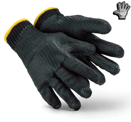 Luva de Segurança Rubber Black Super Safety com Revestimento em Látex Vulcanizado Tipo Corrugado na Palma Resistente à Corte Embalagem com 12 Pares CA 34370