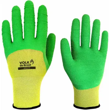 Luva Green Fit Volk Látex Corrugado Proteção Mecânica e Térmica 250°C 10.04.030.03 CA 48461