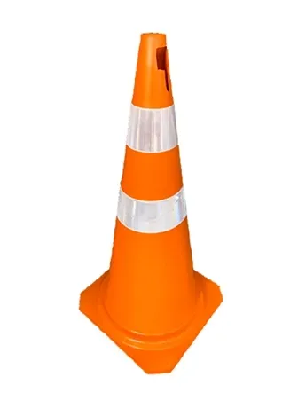 Cone de Sinalização Com Faixas Refletivas em Polipropileno Rígido Laranja e Branco 75 CM