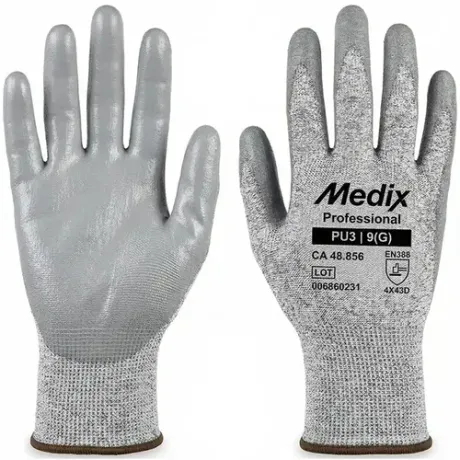 Luva Anti-Corte PU3 MBX Medix Com Banho de PU Resistente a Corte Teste Nível D CA 48856