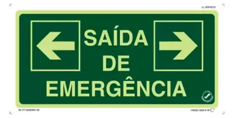 Placa de Sinalização Saída de Emergência  Esquerda Direita Fotoluminescente 13x26 CM Certificada norma ABNT 16820 - SEDE