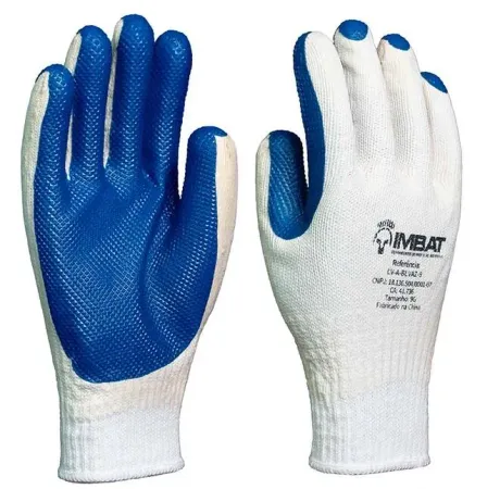 Luva de Segurança Imbat LV-A-BLVAZ Tricotada Algodão Com Látex Vulcanizado CA 41736 - 12 Pares