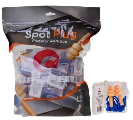 Protetor Auricular Camper Spot Plug Laranja Com Cordão Azul 17DB CA 49710 - Pacote 50 Unidades