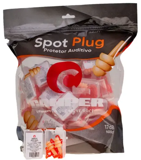 Protetor Auricular Camper Spot Plug Laranja Com Cordão Vermelho 17DB CA 49710 - Pacote 50 Unidades