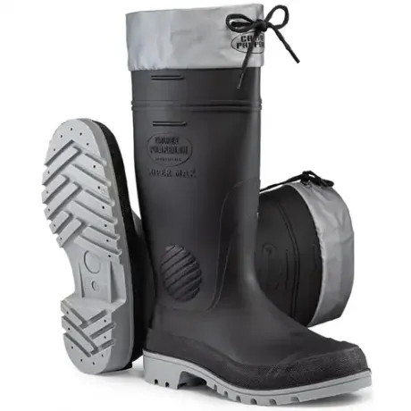 Bota de Pvc e Nitrilo Calfor Supermax Cano Longo Com Polaina Sem Forro Preta e Cinza CLP502 SF A CA 40400