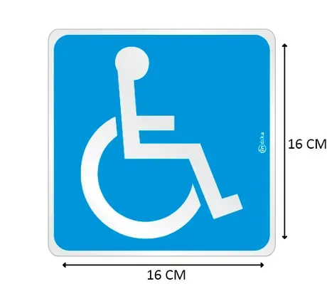 Placa de Sinalização Adesiva em Alumínio Deficiente Físico 16X16 CM