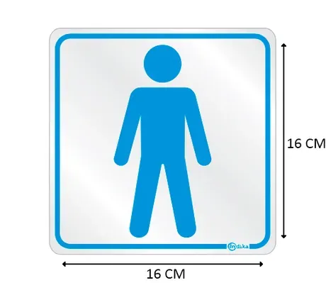 Placa de Sinalização Adesiva em Alumínio Sanitário Masculino 16X16 CM