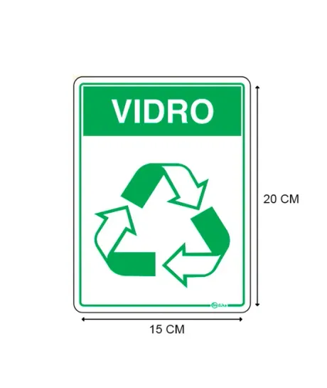 Adesivo de Sinalização em Vinil Reciclável Vidro 15X20 CM