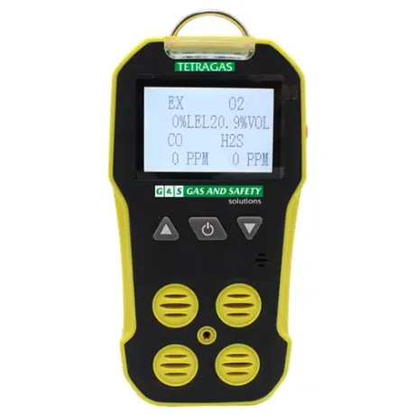 Detector de Gás 4 Gases Portátil Gas and Safety Tetragas O2, LEL, CO, H2S