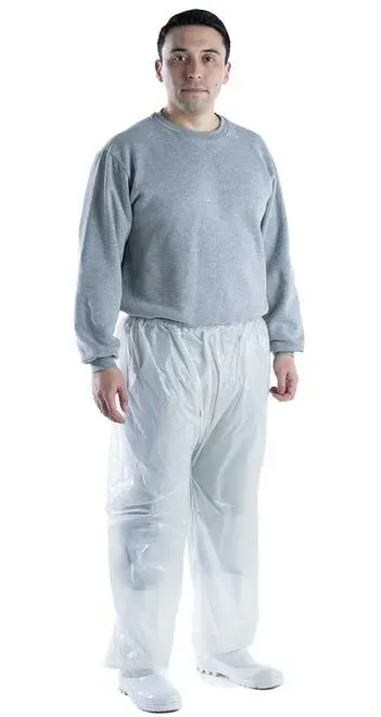 Calça de Polietileno Branco Leitoso Brasmo Impermeável Elástico Tornozelo Micra 0,15 CA 30011 - Pacote com 100 Unidades