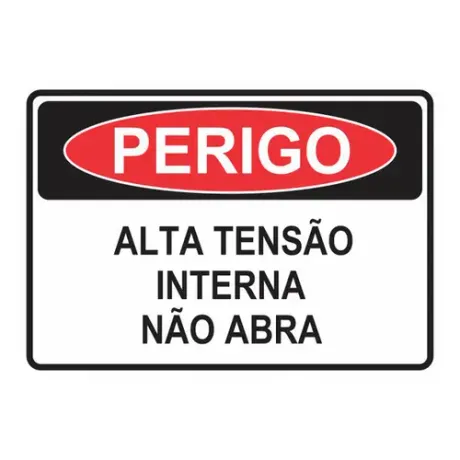 Placa de Sinalização em PVC Perigo Alta Tensão Interna 25X35 CM Modelo SP10