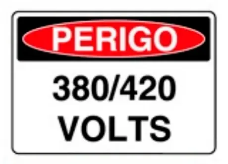 Placa de Sinalização em PVC Perigo 380/420 Volts 25X35 CM Modelo SP12