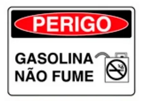 Placa de Sinalização em PVC Perigo Gasolina Não Fume 25X35 CM Modelo SP17