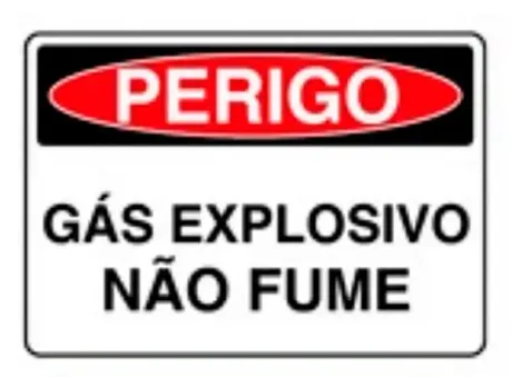 Placa de Sinalização em PVC Perigo Gás Explosivo Não Fume 25X35 CM Modelo SP18
