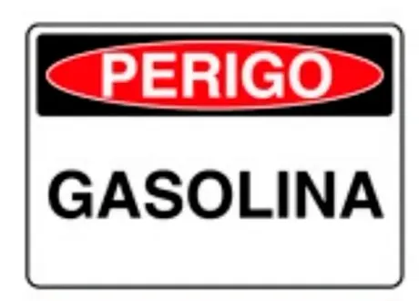 Placa de Sinalização em PVC Perigo Gasolina 25X35 CM Modelo SP19