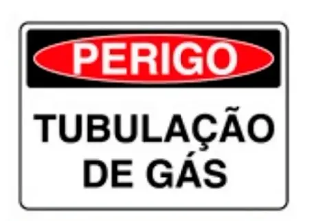Placa de Sinalização em PVC Perigo Tubulação Gás 25X35 CM Modelo SP20