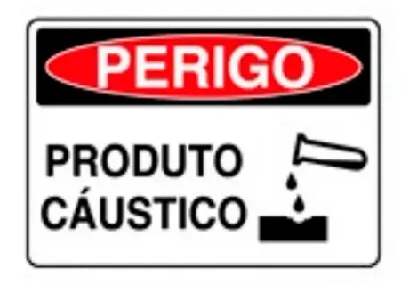 Placa de Sinalização em PVC Perigo Produto Cáustico 25X35 CM Modelo SP22