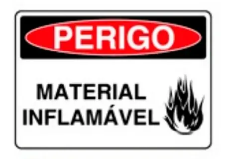 Placa de Sinalização em PVC Perigo Material Inflamável 25X35 CM Modelo SP30