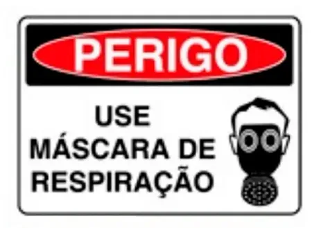 Placa de Sinalização em PVC Perigo Use Máscara de Respiração 25X35 CM Modelo SP36