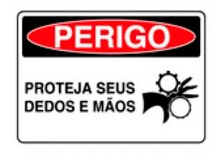 Placa de Sinalização em PVC Perigo Proteja Seus Dedos e Mãos 25X35 CM Modelo SP62