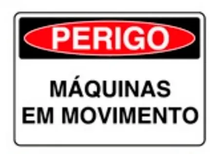 Placa de Sinalização em PVC Perigo Máquinas em Movimento 25X35 CM Modelo SP64