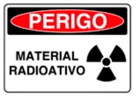 Placa de Sinalização em PVC Perigo Material Radioativo 25X35 CM Modelo SP68