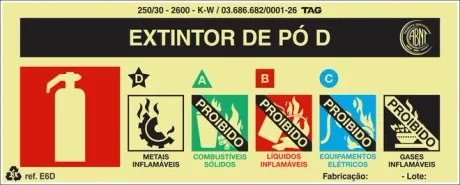 Placa de Sinalização em PVC Indicação Extintor de Pó D 20X8 CM