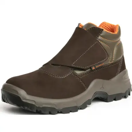 Bota de Segurança Delta Plus Vitória OB SRA Couro Marrom Nobuck e Velcro Bico de PVC CA 35437