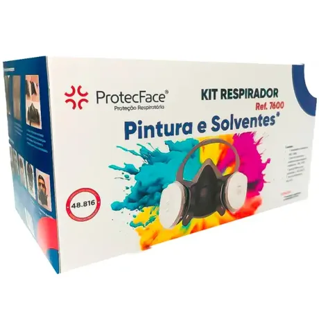 Kit Respirador Para Pintura e Solventes Protec Face Completo Com Cartuchos e Filtros Pronto Para Uso CA 48816