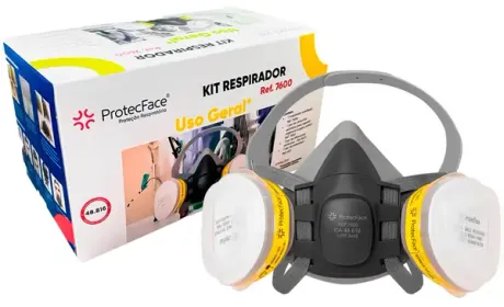 Kit Respirador Para Serviços Gerais Protec Face Completo Com Cartuchos Vo + GA e Filtros Pronto Para Uso CA 48816