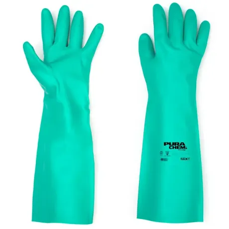 Luva Nitrílica Cano Longo 46CM Next Safety Purachem Longa Premium 11.400 Alta Resistência Química CA 51128