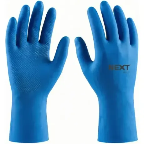 Luva de Látex Puraguard Silver Azul Next Safety 10.300 Com Forro Silver Antimicrobiano Espessura Reforçada CA 50935