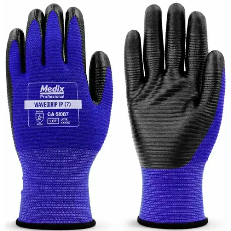 Luva Medix Wave Grip em Fibras Sintéticas e Palma Banhada Com Nitrilo CA 51007