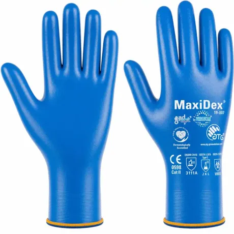 Luva ATG MaxiDex Virosan 74000 Nitrilica Barreira Viral Certificada ISO 374-5 CA 51747