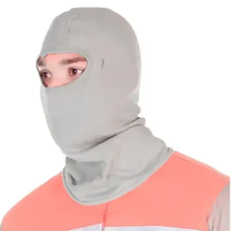 Capuz Balaclava Eletricista Maicol NR10 Risco 2 Atpv 14,00 Cor Cinza Claro Antichama Abertura Frontal CA 51070